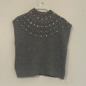 House of Harlow 1960 Gray Embellished Turtleneck Sweater